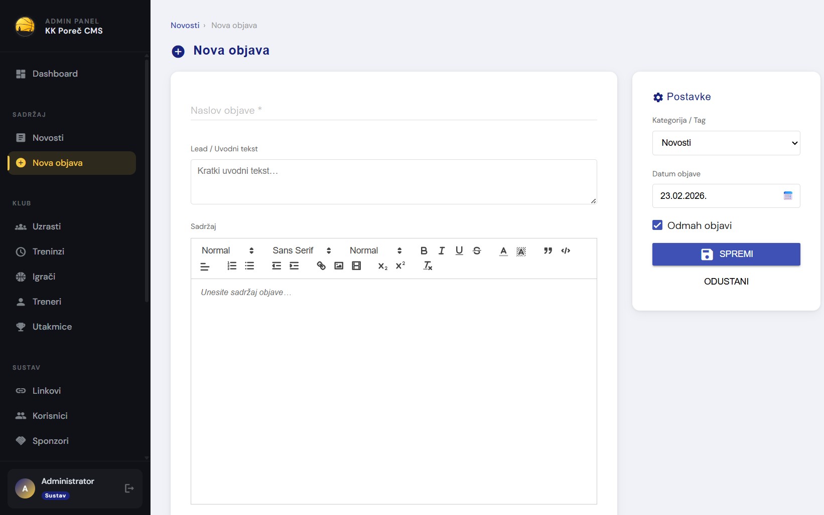 Upravljanje utakmicama